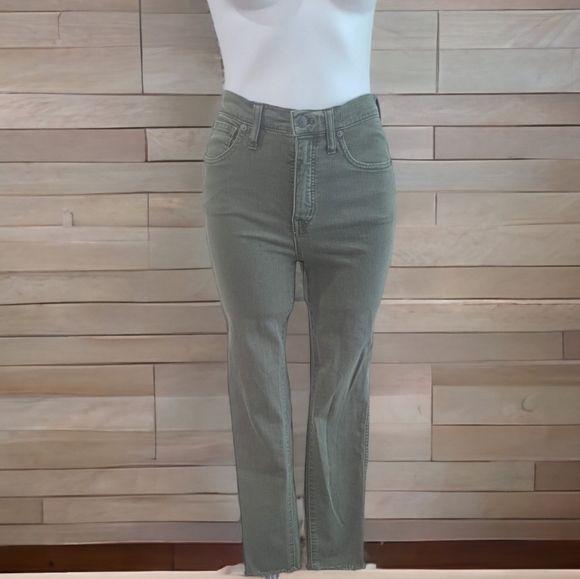Madewell Denim - Madewell High-Rise Skinny Jeans Raw Hem Olive Moss Green Women's Size 27